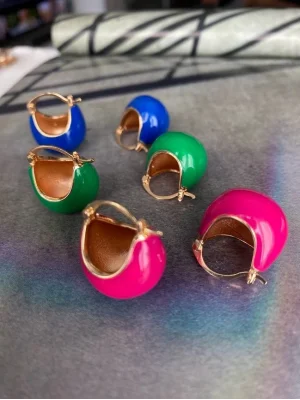 Renkli Mineli Bombeli Küpe