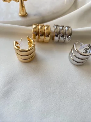 Minimal Birleşik Üçlü Halka Küpe