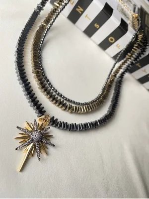 Hematit Taşlı,Kutup Yıldızı Uçlamalı Kolye