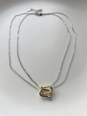 Tiff..Çift Renkli ,Çift Zincirli Kolye