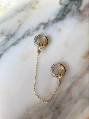 Çift Halkalı Zincirli Küpe