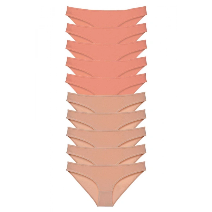 10 adet Süper Eko Set Likralı Kadın Slip Külot Pudra Ten