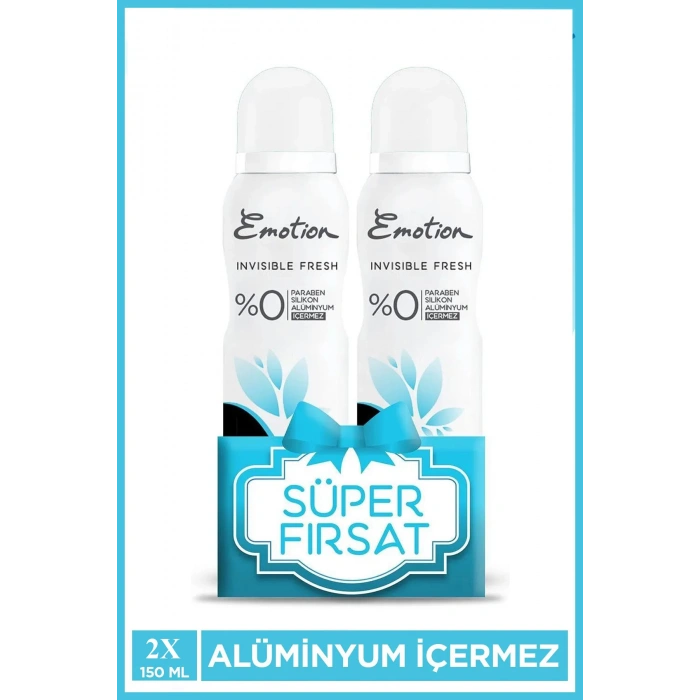 2 Adet Emotion Invisible Fresh Black & White Kadın Deodorant 150ml Vegan, Leke Bırakmaz