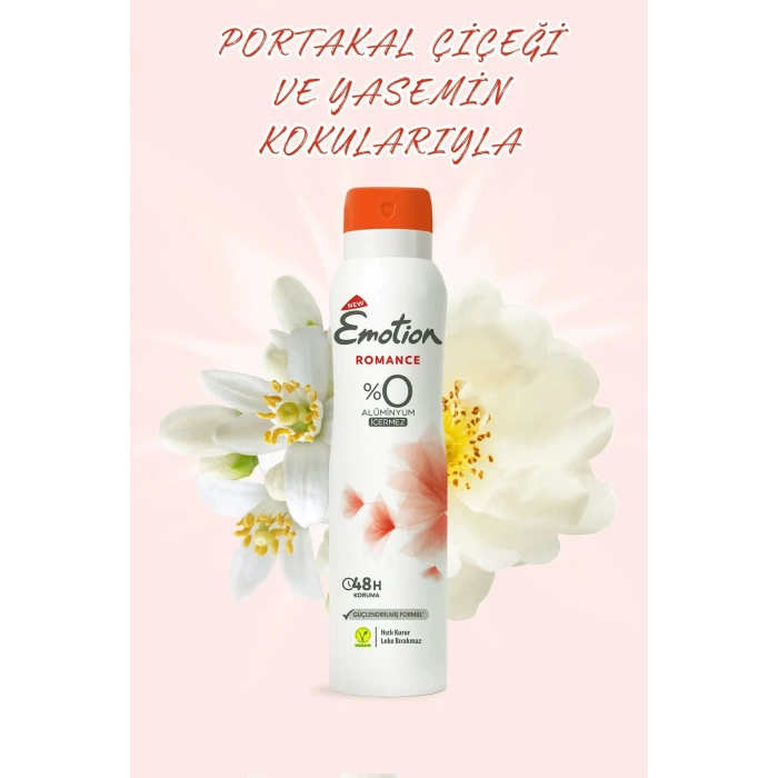 2 Adet Emotion Romance Kadın Vegan Deodorant 150 Ml Hızlı Kurur, Leke Bırakmaz
