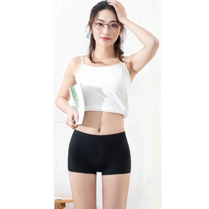 2 Adet Kadın Dikişsiz Görünmez İz Yapmaz Mini Şort Boxer Siyah Ten mudanis