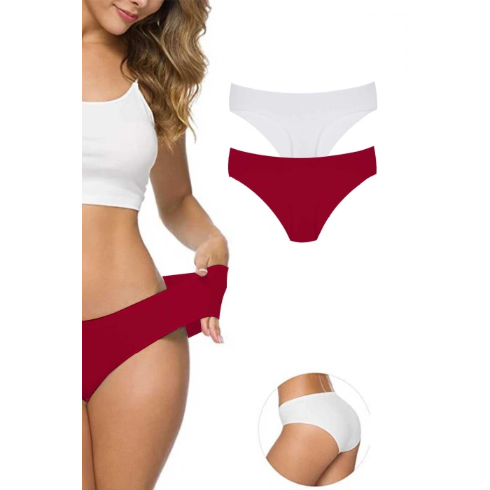 2 Adet Kadın Dikişsiz Lazer Kesim Esnek İz yapmayan Külot S5