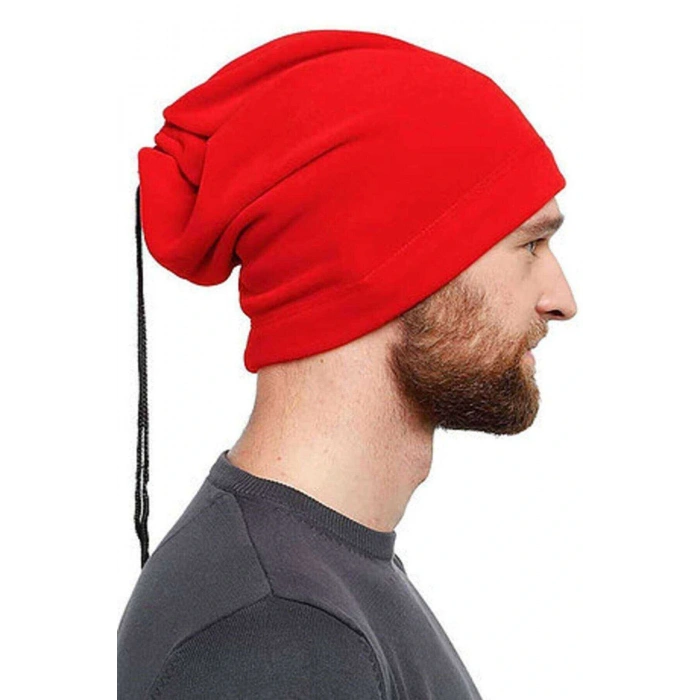 2 Adet Polar İpli Bere ve Boyunluk Kırmızı Lacivert