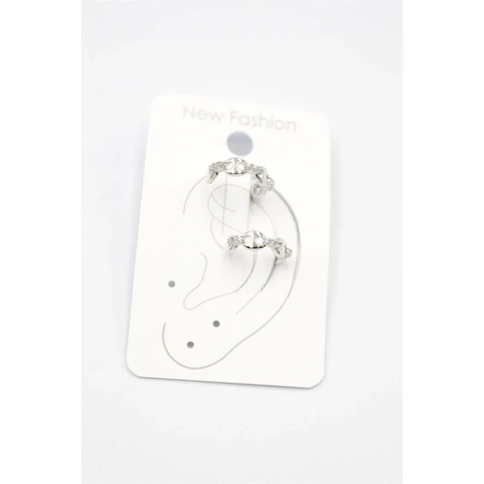 2li Taşlı Kıkırdak Küpe - Gümüş