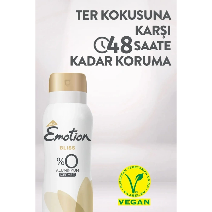 3 Adet Emotion Bliss Kadın Vegan Deodorant 150 Ml Hızlı Kurur , Leke Bırakmaz