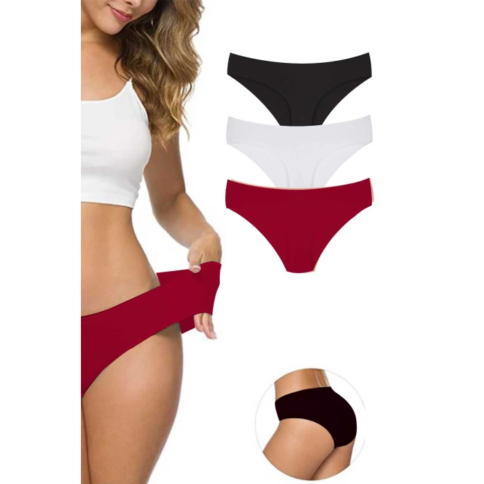 3 Adet Kadın Dikişsiz Lazer Kesim Esnek İz yapmayan Külot S5