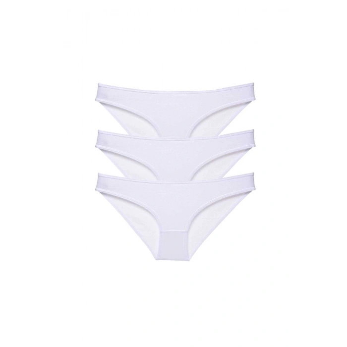 3 adet Süper Eko Set Likralı Kadın Slip Külot Beyaz
