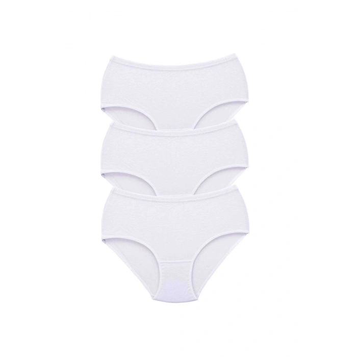 3 Adet Tutku Kadın Yüksek Bel Bato Kalın Lastik Külot Beyaz