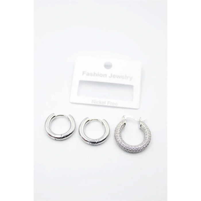 3lü Halka Küpe - Gümüş