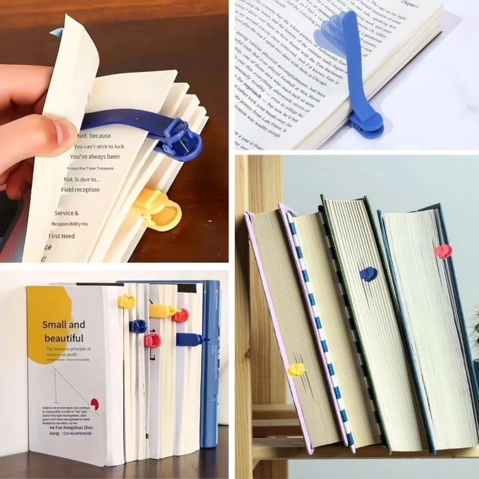 3’lü Otomatik Kitap Ayıracı – Akıllı Silikon Yer İmi Klips Seti, Okuma Severler İçin Pratik Kitap Aksesuarı