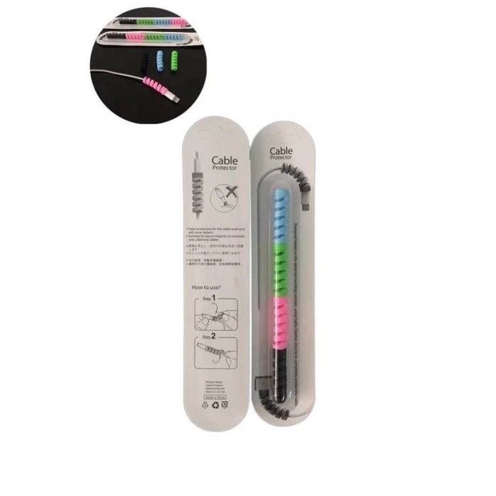 4lü , Android Şaj Kablosu Koruyucu Silikon Spiral Yay Aparat