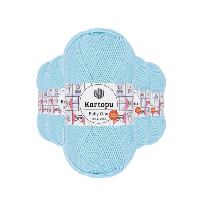 5 Adet Baby One Tüylenmeyen El Örgü İpi Yünü Gök Mavi K502