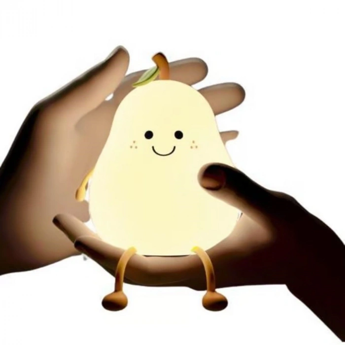 5 Farklı Renk Modlu Armut Figürlü Pofuduk LED Gece ası–Yumuşak Dokulu Çocuk Odası ve Dekoratif Şarjlı Ortam Işığı