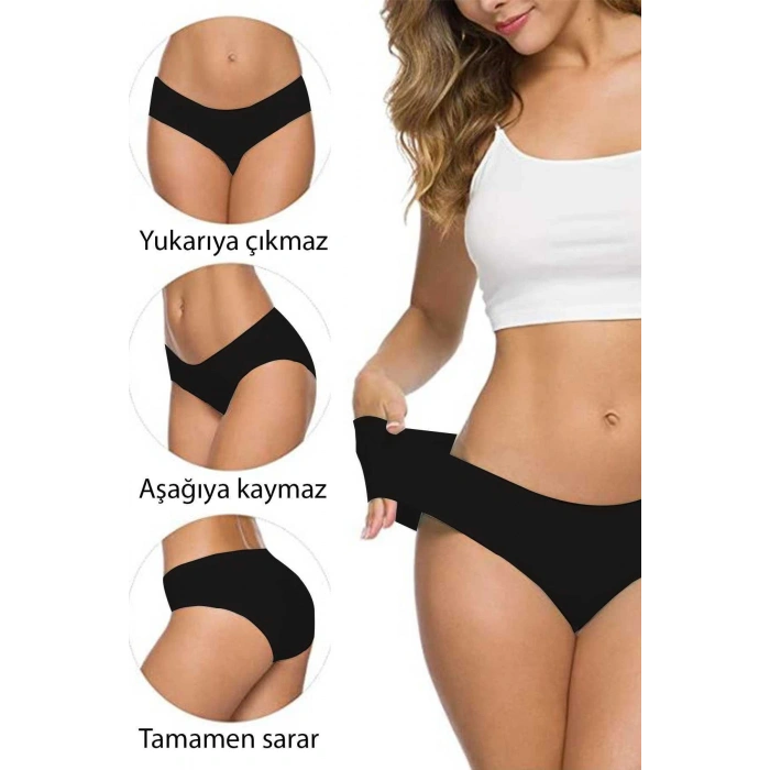 6 Adet Kadın Dikişsiz Lazer Kesim Esnek İz yapmayan Külot S9