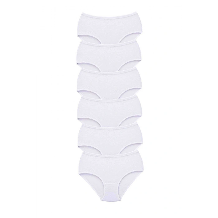 6 Adet Tutku Kadın Yüksek Bel Bato Kalın Lastik Külot Beyaz