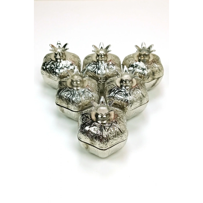 6 Lı Mini Eskitme Osmanlı Temalı Açık Renk Nar Lokumluk Sunum