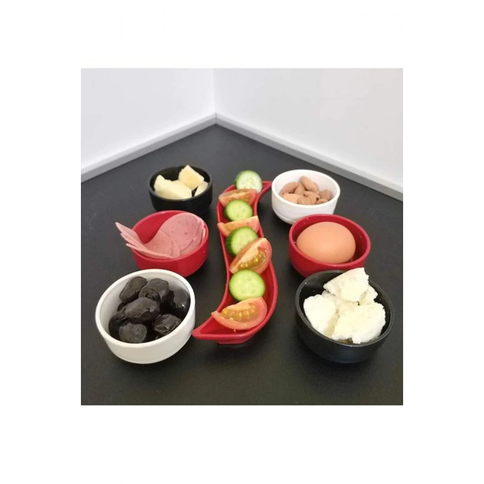 7 Parça Kahvaltı Seti Sosluk İftariyelik Çerezlik Kırılmaz Melamin Çap 7 cm