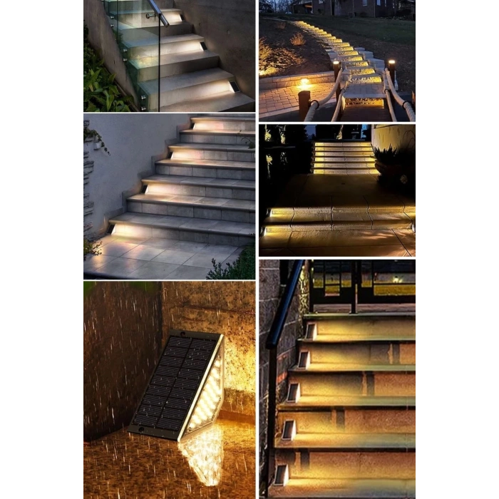 8 Adet Üçgen  Güneş Enerjisi ile Şarj Olan Dış Mekan Solar Basamak Köşe ası