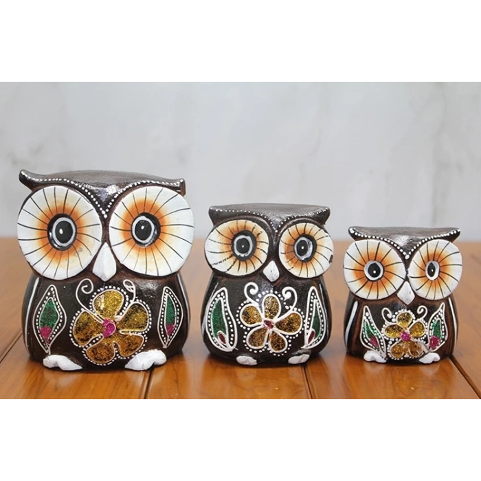 Ahşap 3lü Baykuş Seti Polos:1