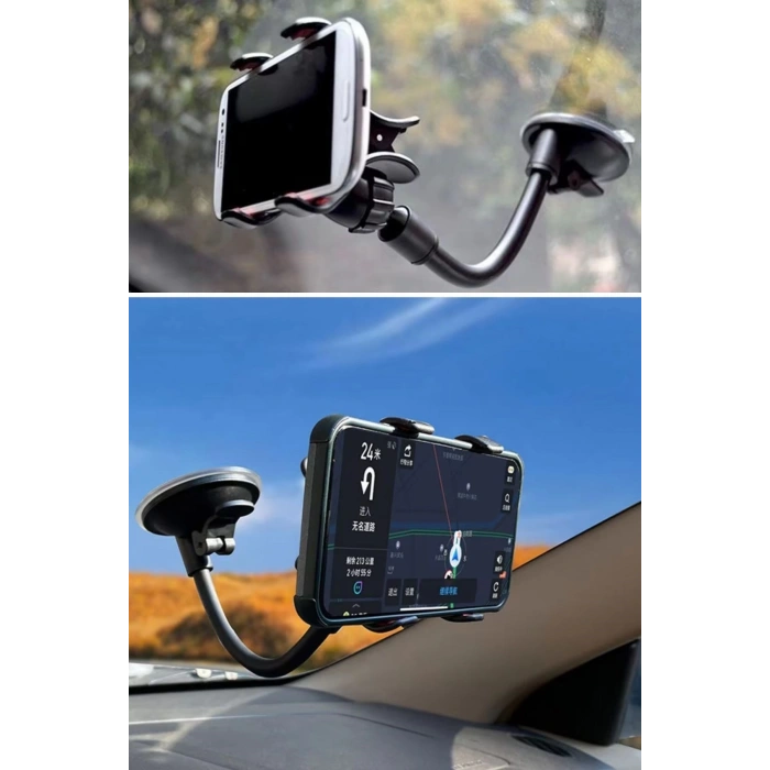 Akrobat Cama Sabitlenen Güçlü Vakumlu 360 Derece Dönen Tüm Modellere Uyan Oto Telefon Tutucu