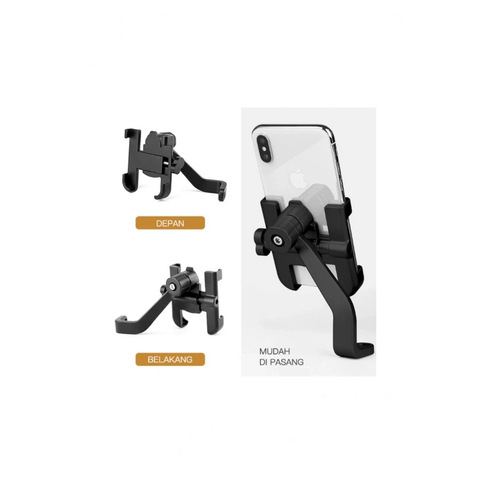 Alüminyum Gövdeli Metal Ayna Bağlantılı Motosiklet Telefon Tutucu 7 İnç Xl