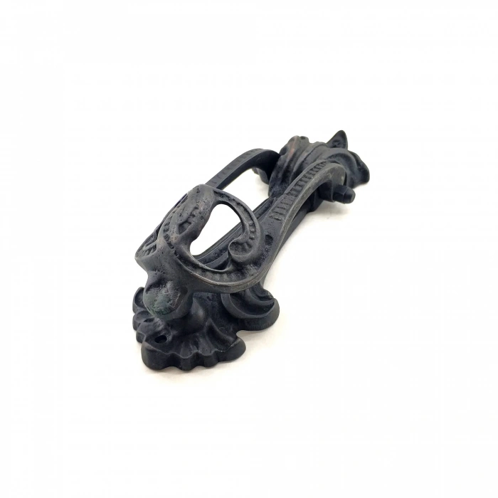 Antika Tarz Dekoratif Pirinç Doğa Kapı Tokmağı, Taktak - 205x73 Mm, Oksit