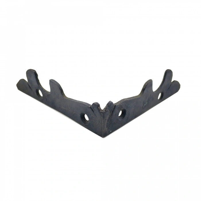 Antika Tarz Dekoratif Pirinç Lale Köşe Gönye - Yan, 105x105 Mm, Oksit