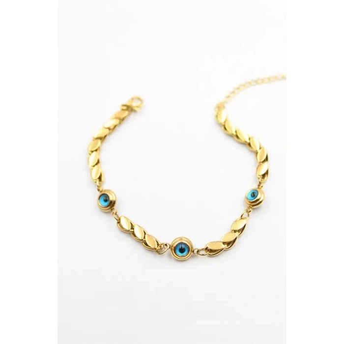 Arpa Zincirli Nazar Bileklik - Altın