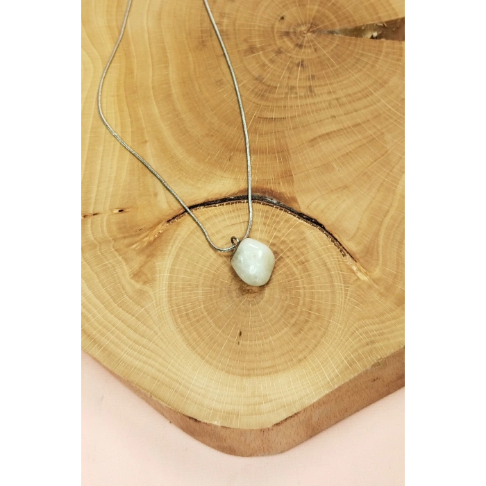 Aytaşı Doğal Taşı Zincirli El Yapımı Kolye Uç: 2 cm Zincir: 20 cm Kutulu
