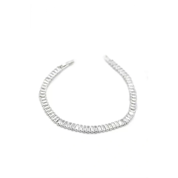 Baget Taşlı Su Yolu Bileklik - Gümüş