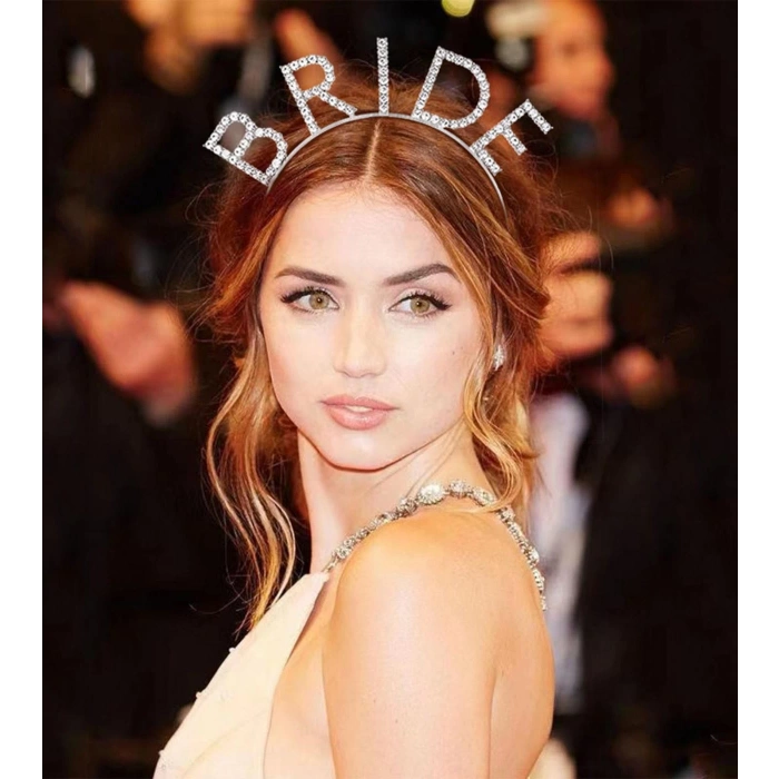 Bekarlığa Veda Mega Boy Kristal Taşlı Gümüş Bride Taç Gelin Tacı 20x21 Cm