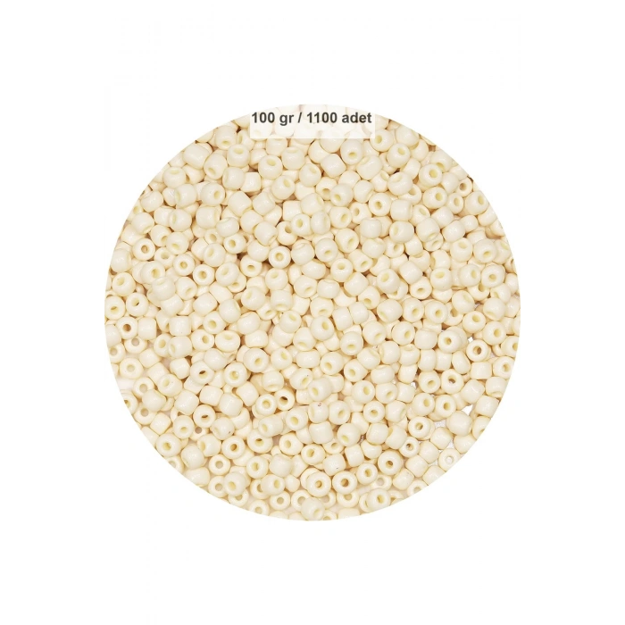 Beyaz Renk 4 mm Yaklaşık 1100 adet / 100 gram Cam Boncuk Oya Yazma Bileklik ve Kolye