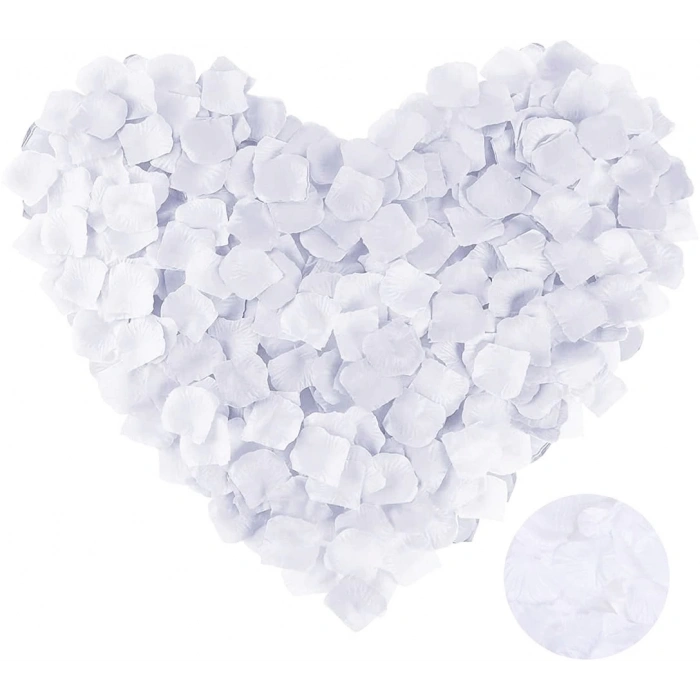 Beyaz Renk Gül Yaprağı Şekilli Konfeti 5 Paket 500 Adet