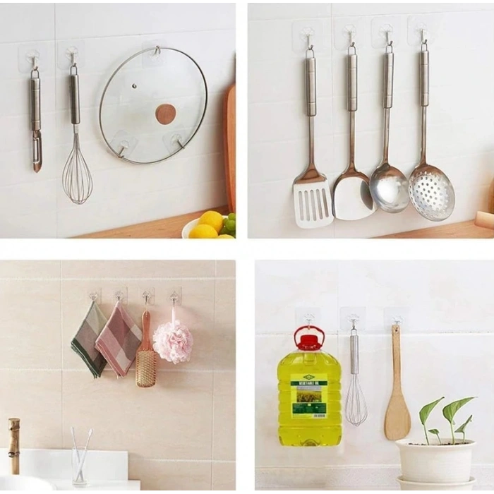 BFS 10 ADET Kendinden Yapışkanlı Şeffaf Askı