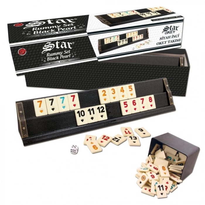 Mey İthalat® 1010679 Star Siyah İnci Okey Takımı