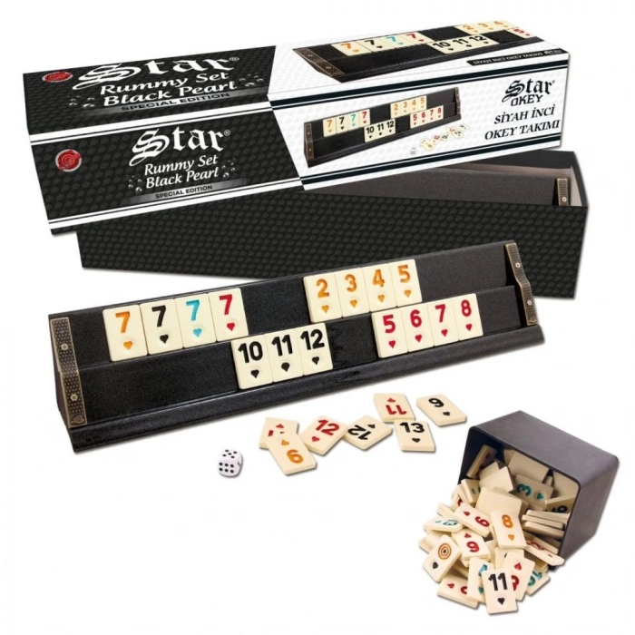 Mey İthalat® 1010679 Star Siyah İnci Okey Takımı