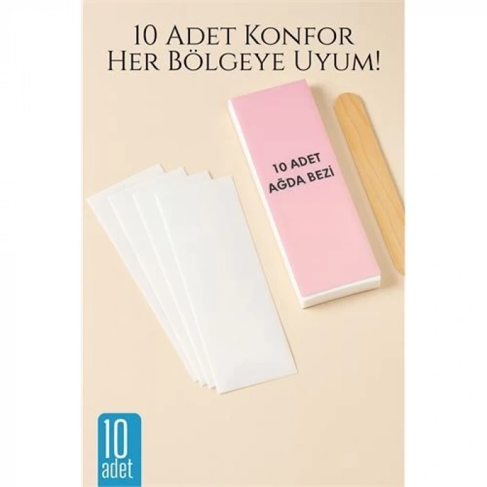 BFS  10’lu Ağda Bezi Seti + Spatula | Her Bölgeye Uyumlu | Evde Pratik Tüy Alma İçin