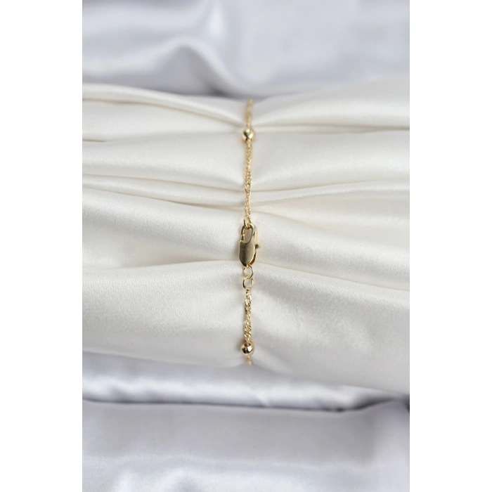 BFS 14K Gold Renk Kaplama Topçuklu Model CM Kadın Bileklik