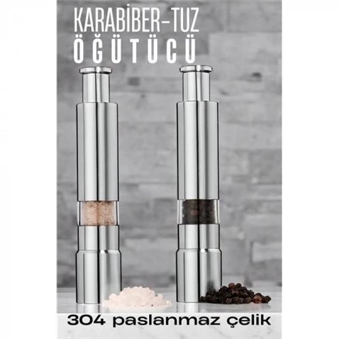 BFS 2li Karabiber Tuz Öğütücü Profesyonel 304 Paslanmaz Çelik Manuel Baharat Değirmeni