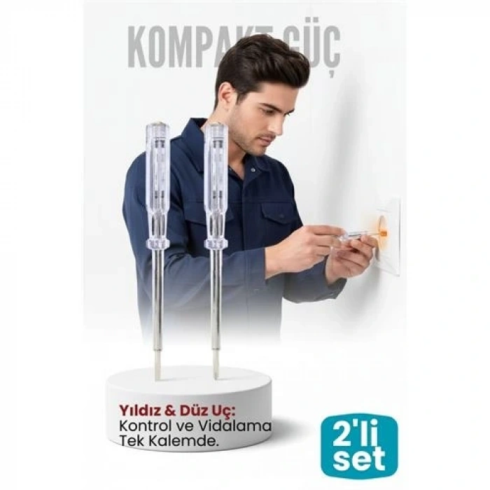 BFS 2li Set Elektrik Kontrol Kalemi Tornavida Yıldız Düz Uçlu