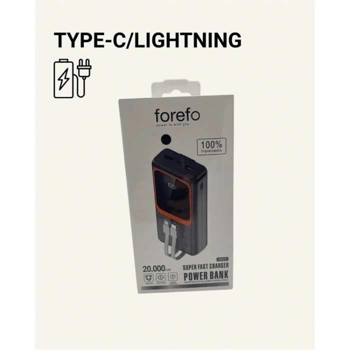 BFS 20000 mAh Powerbank | Çok Kablolu, Dijital Göstergeli, Yüksek Hızlı Şarj Cihazı