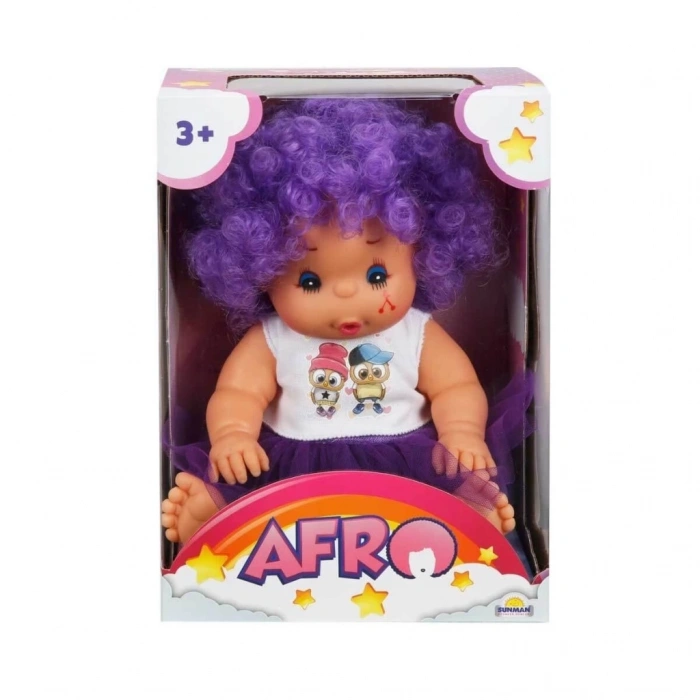 Mey İthalat® 20040 Afro Kıvırcık Saçlı Bebek 23 cm -