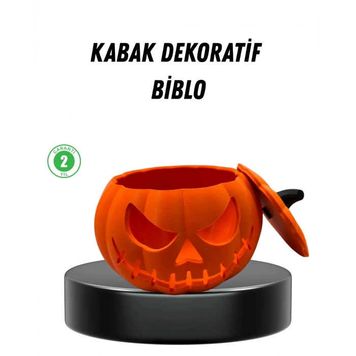 BFS 21 cm Kapaklı Balkabağı Kutu Konsept Dekor Şeker Saklama Kabı