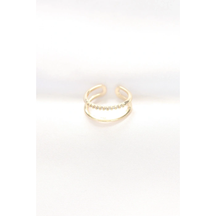 BFS 2li Görünümlü Su Yolu Tasarımlı Gold Renk Ayarlanabilir Yüzük