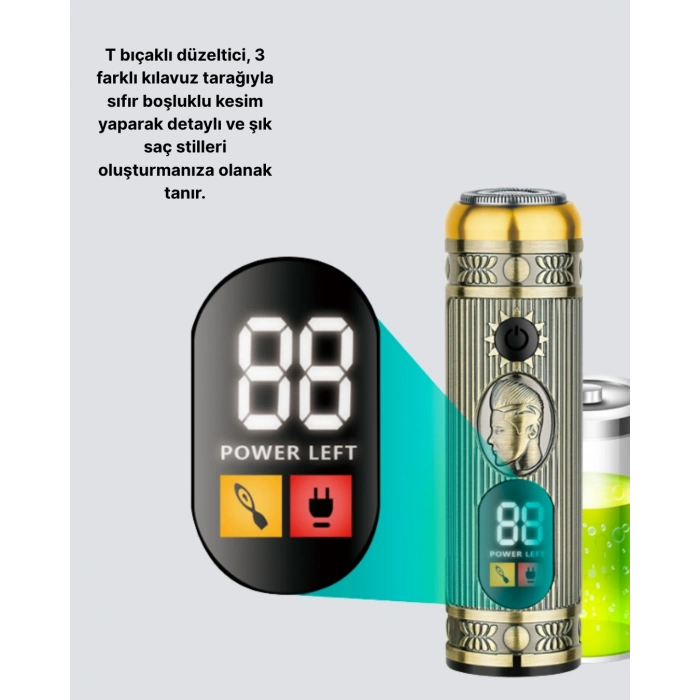 BFS 2’si 1 Arada Saç ve Sakal Düzeltici Seti – T Bıçaklı, 8 Farklı Kılavuz Tarağı