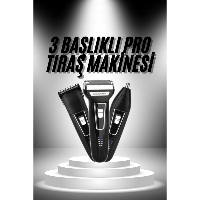 BFS 3lü Set Saç Sakal Kesme Traş Makinesi Burun Kılı Alma Tıraş Makinesi